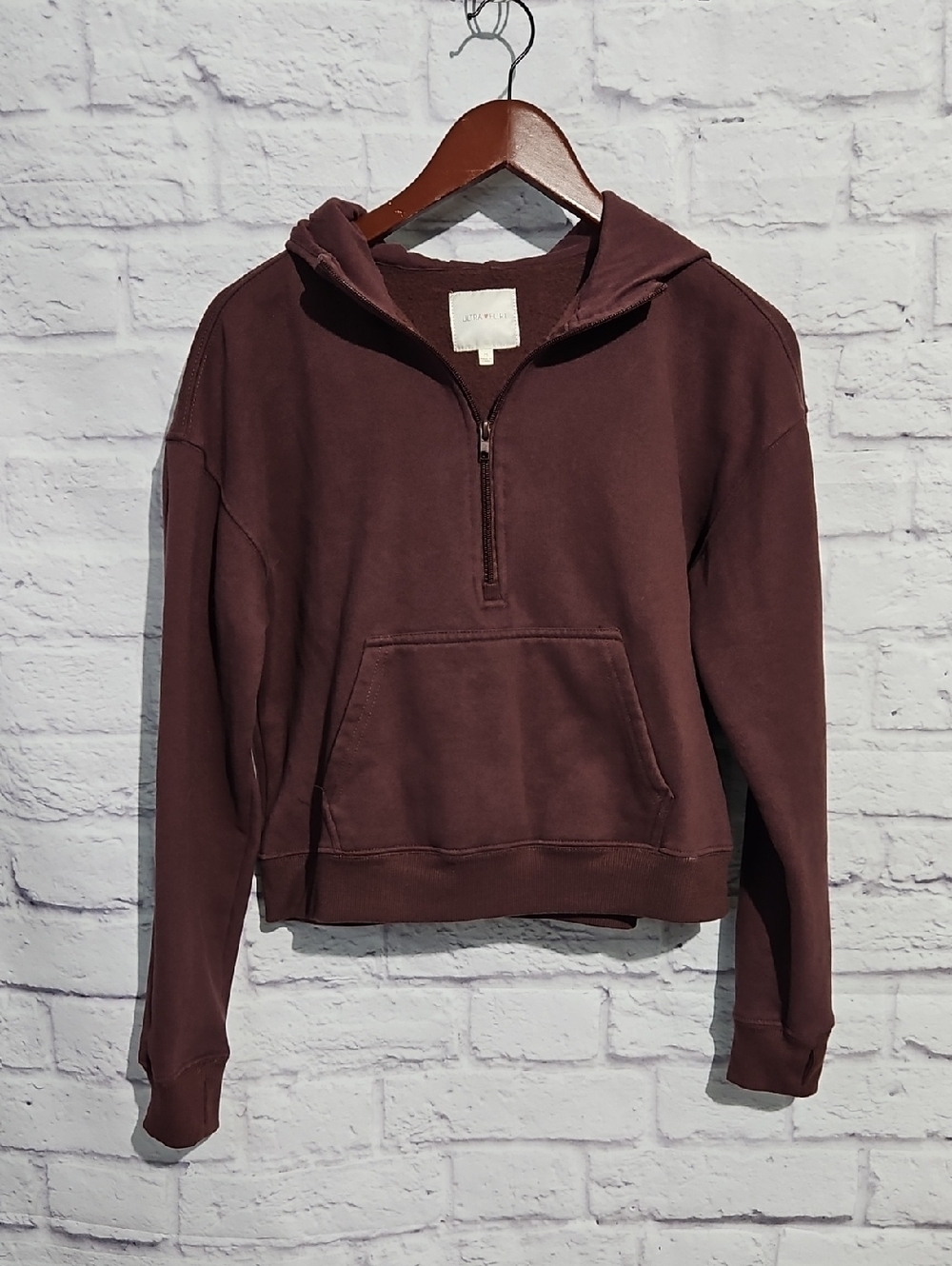Ultra Flirt Half-Zip Hoodie in Deep Maroon